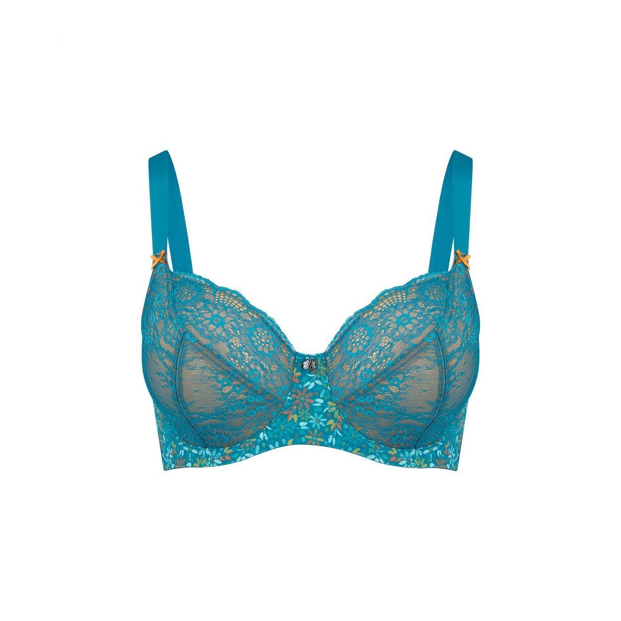 Print Full Cup Bra - Teal Blossom