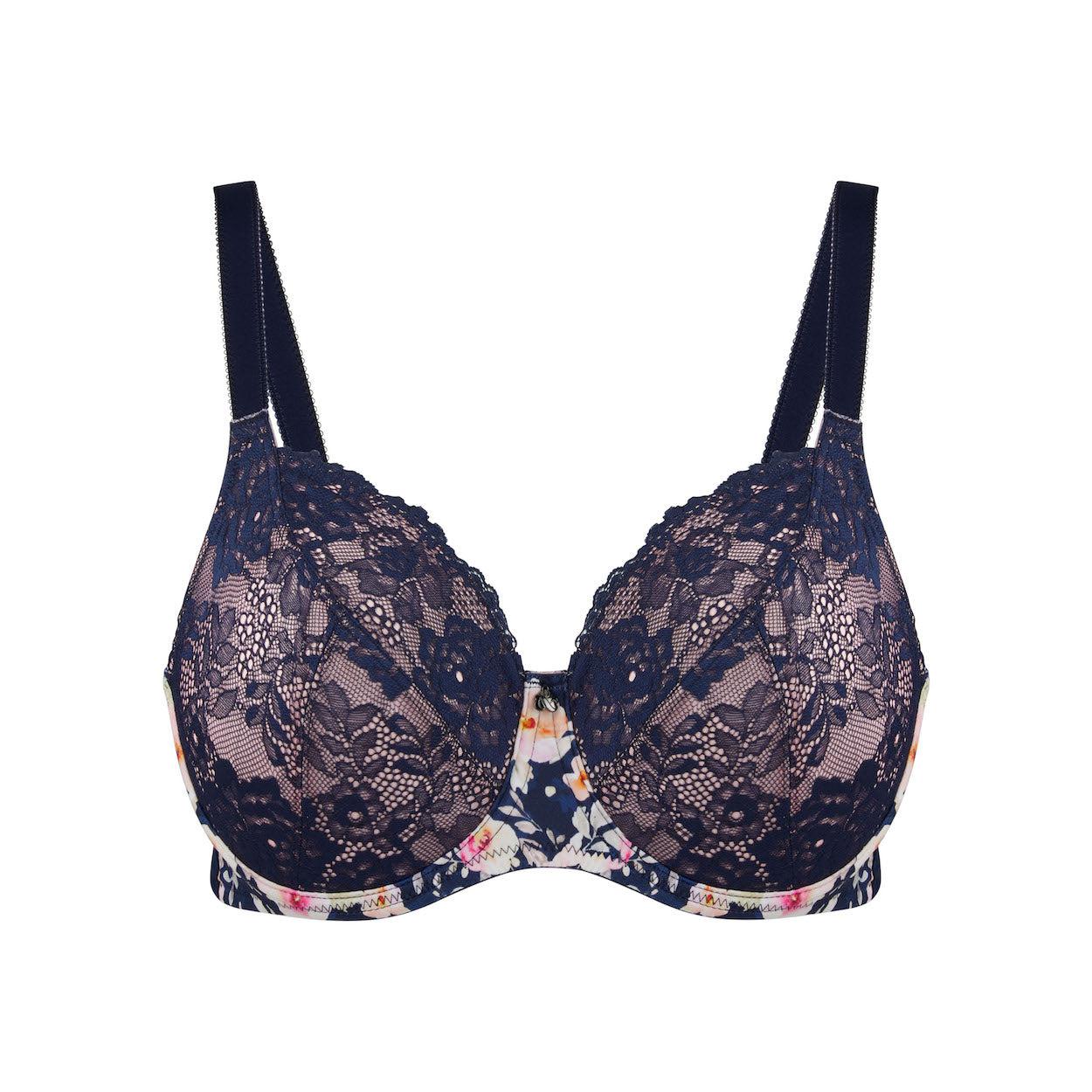 Print Full Cup Bra - Navy Fleur
