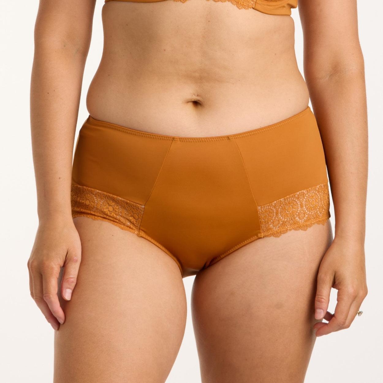 Geo Lace Full Brief - Burnt Orange