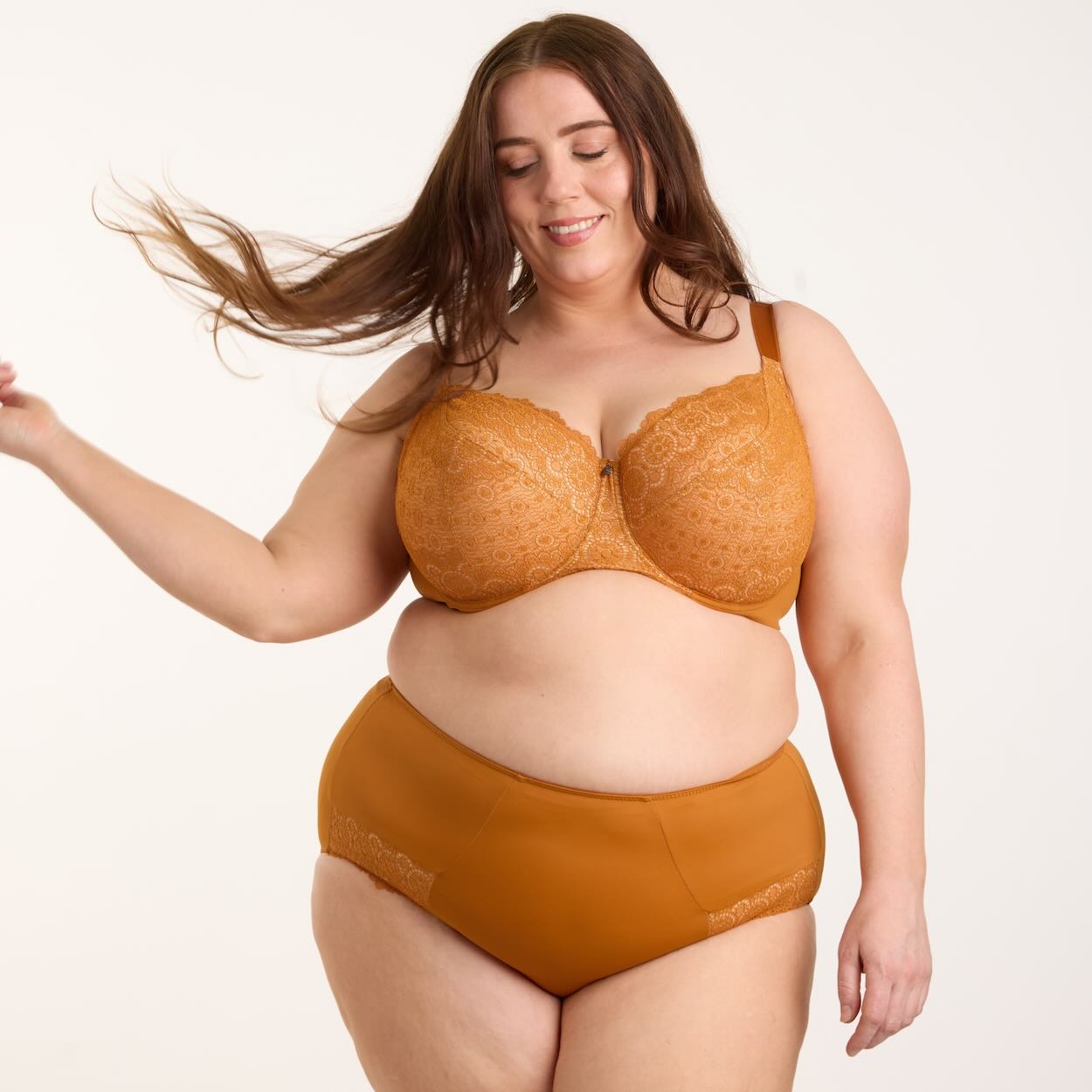 Geo Lace Premium Support Bra - Burnt Orange