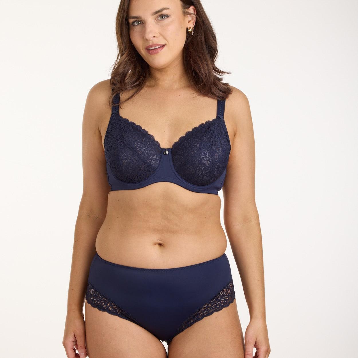 Lily Lace Midi Brief - Navy