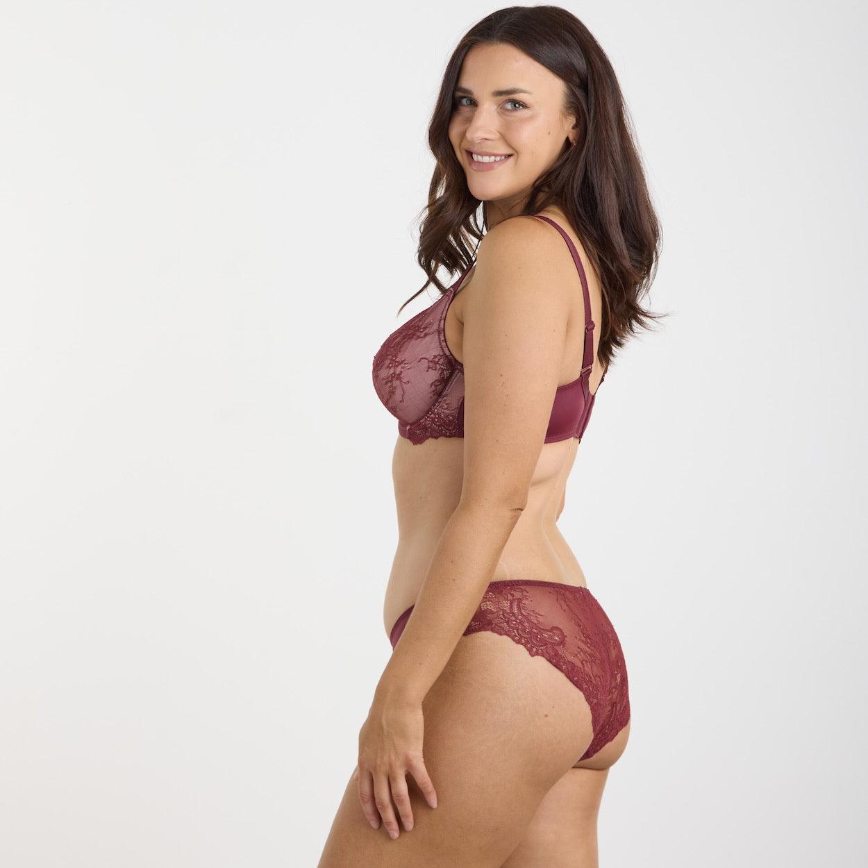Nightingale Lace Bum Bikini Brief - Burgundy