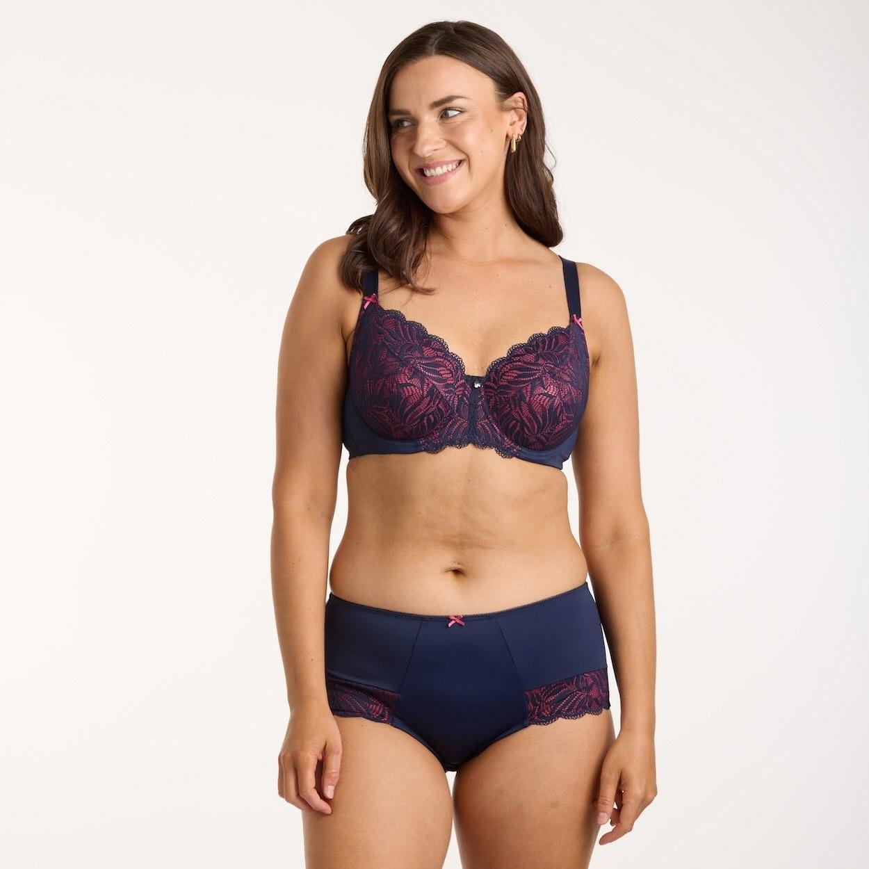 Radiate Lace Full Brief - Navy Berry