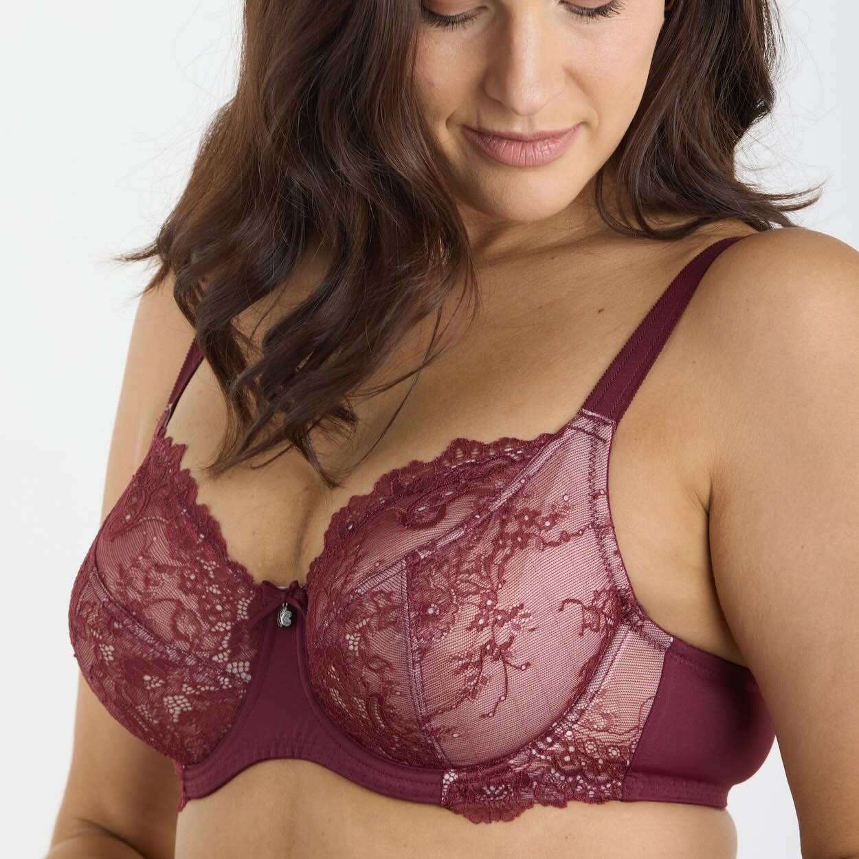 Nightingale Lace Full Cup Bra - Burgundy