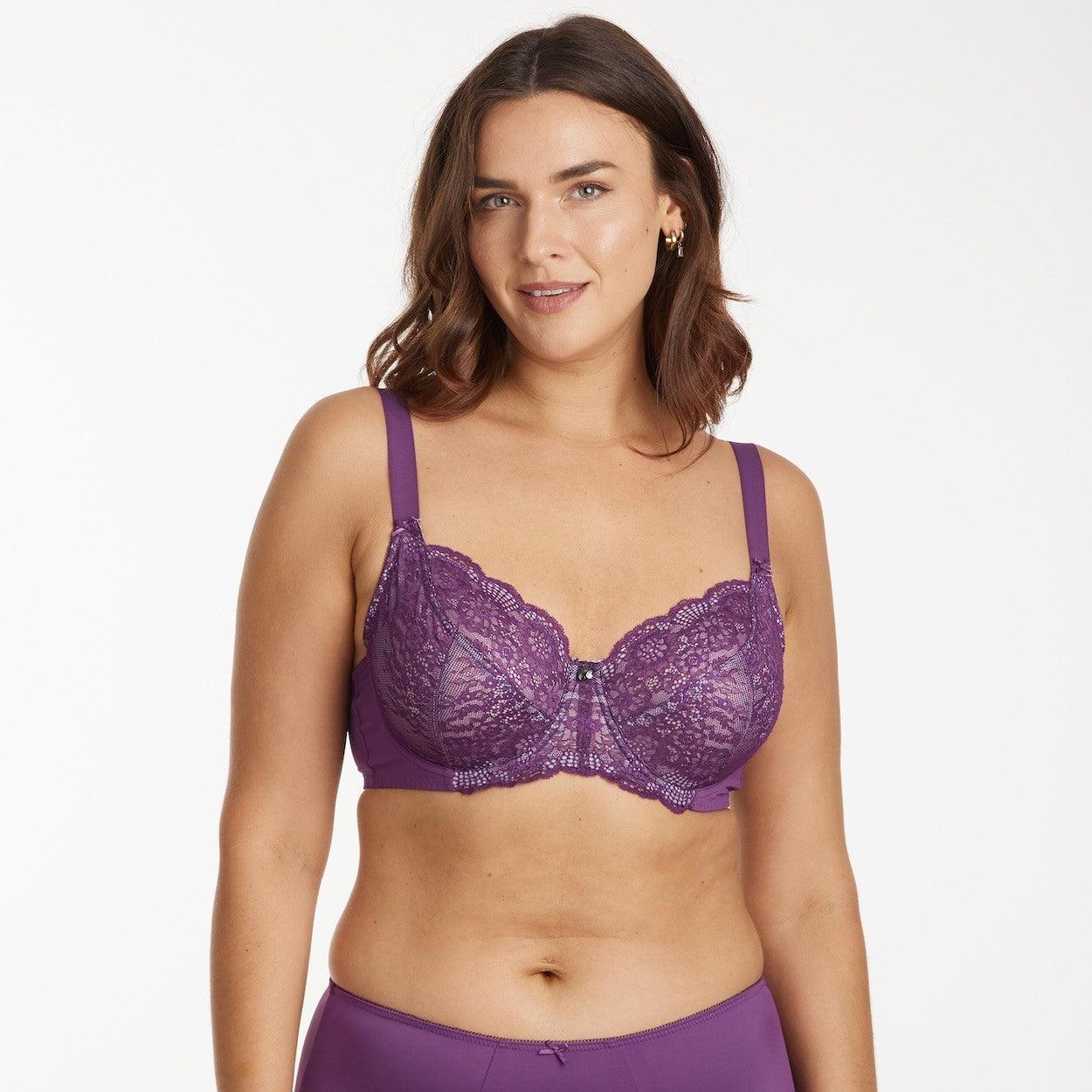 Peony Lace Full Cup Bra - Purple Wineberry