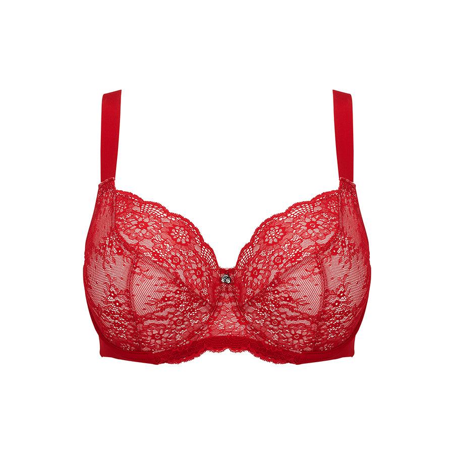 Peony Lace Premium Support Bra - Savvy Red