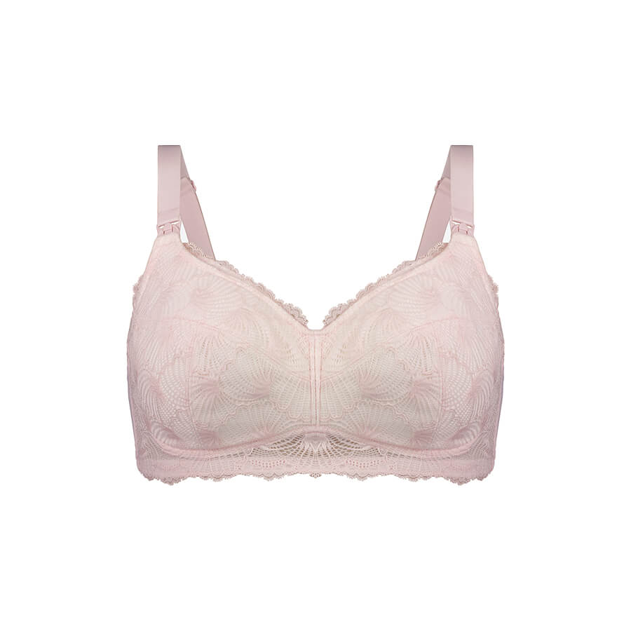 Model wearing Leakproof Maternity Bra - Rose Pink Back