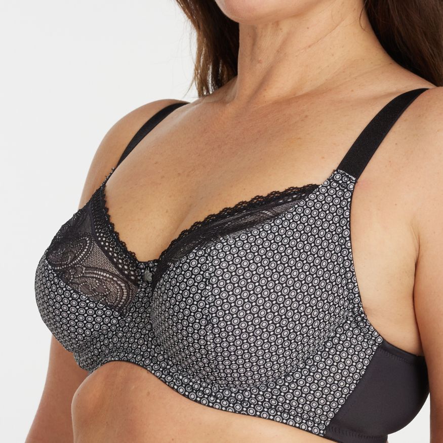 Print Full Cup Bra - Black Pebble