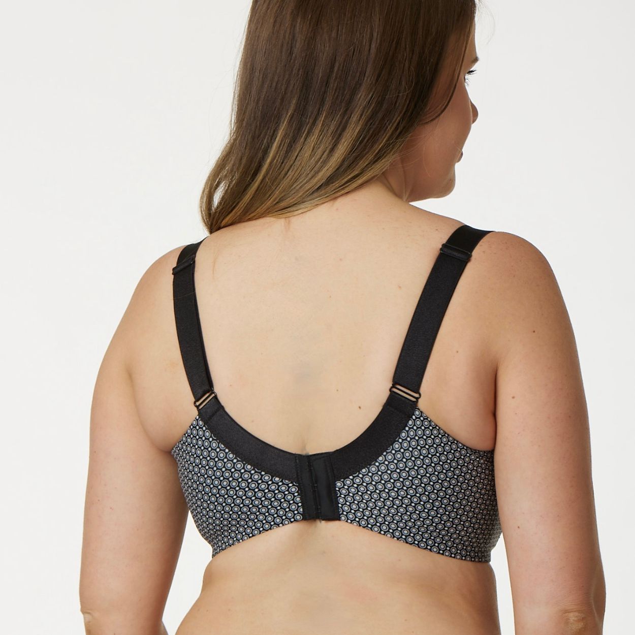 Print Full Cup Bra - Premium Support - Black Pebble