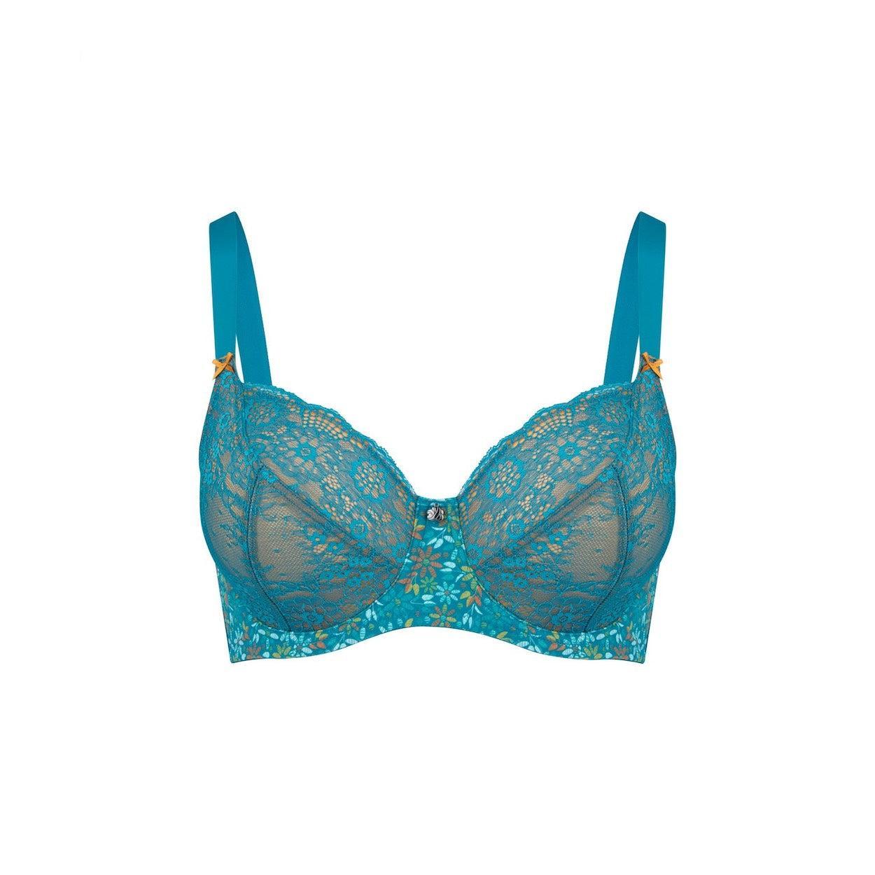 Print Premium Support Bra - Teal Blossom