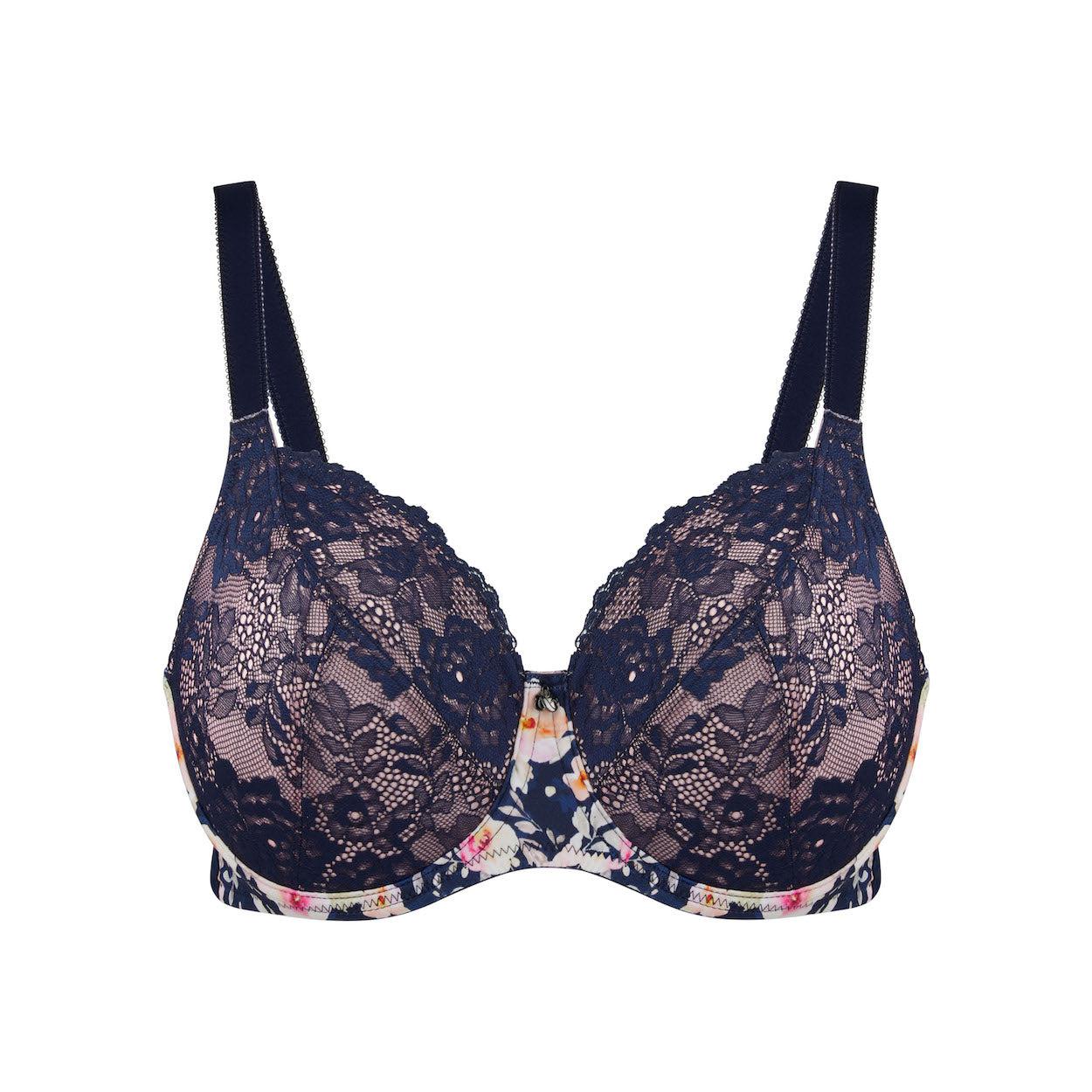 Print Full Cup Bra - Navy Fleur