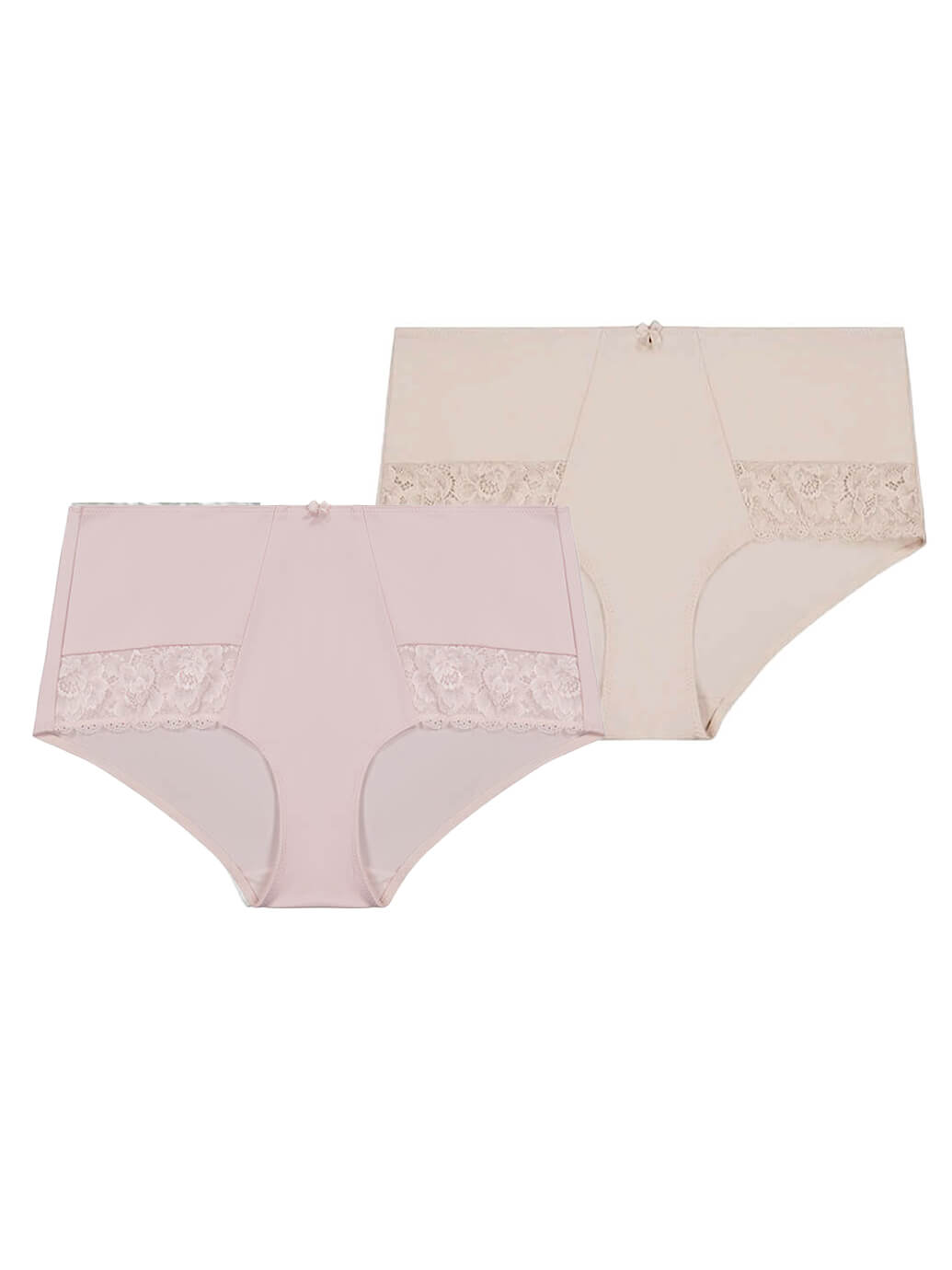 Dahlia Lace Midi Short Briefs (2pack) - Almond and Pink Smoke