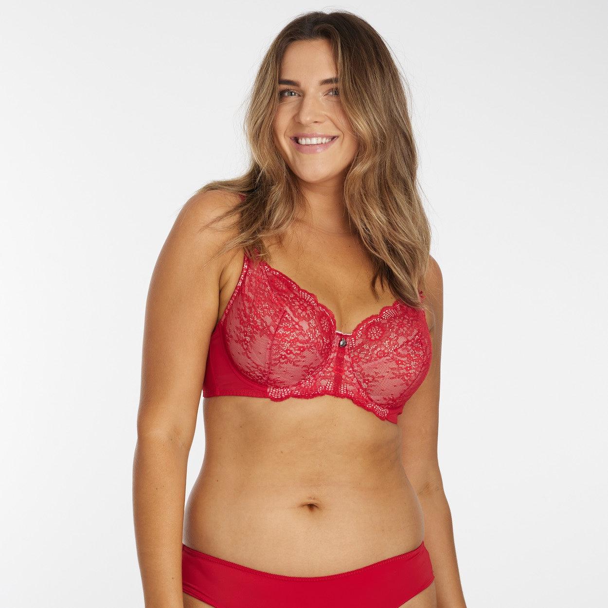 Peony Lace Full Cup Bra - Savvy Red