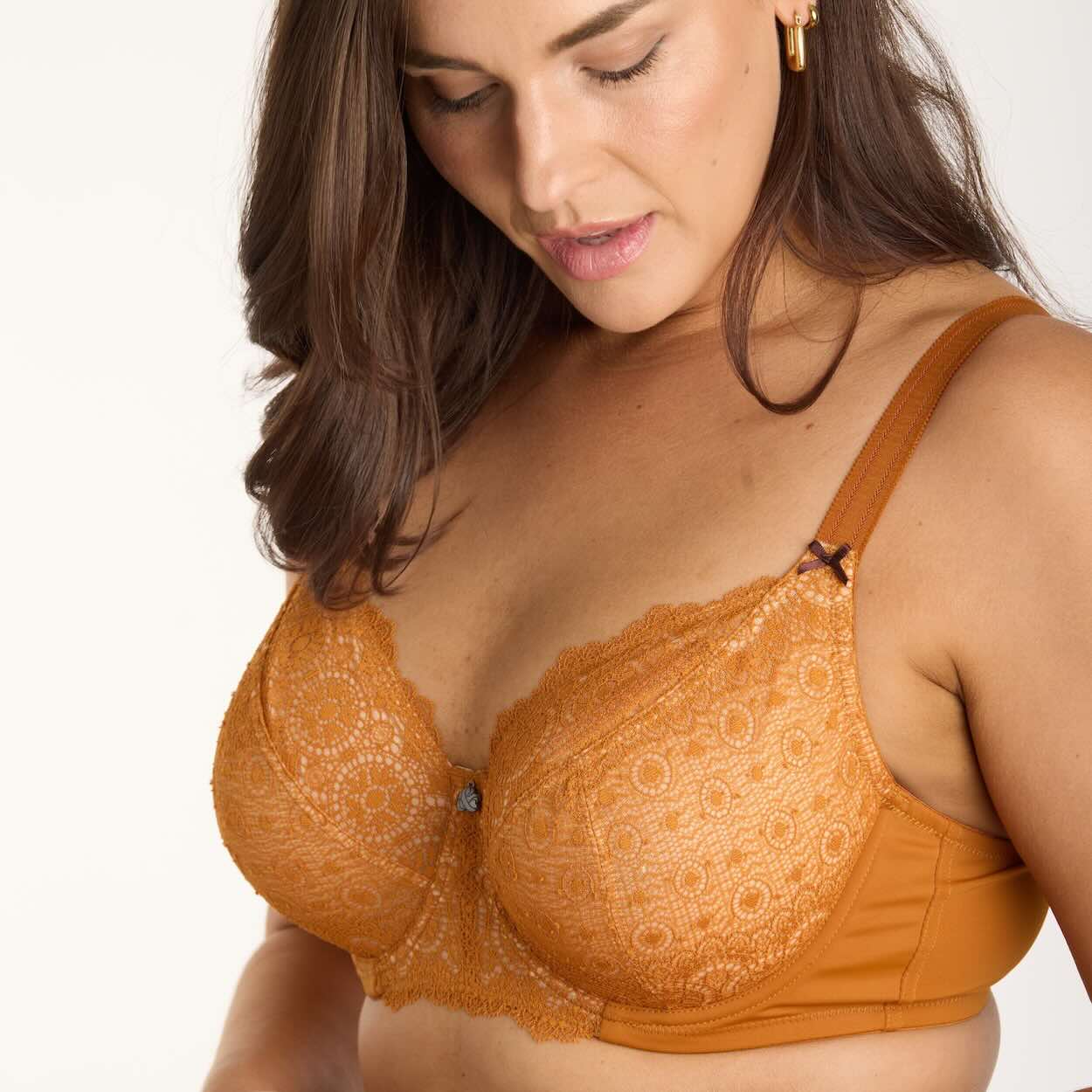 Geo Lace Full Cup Bra - Burnt Orange