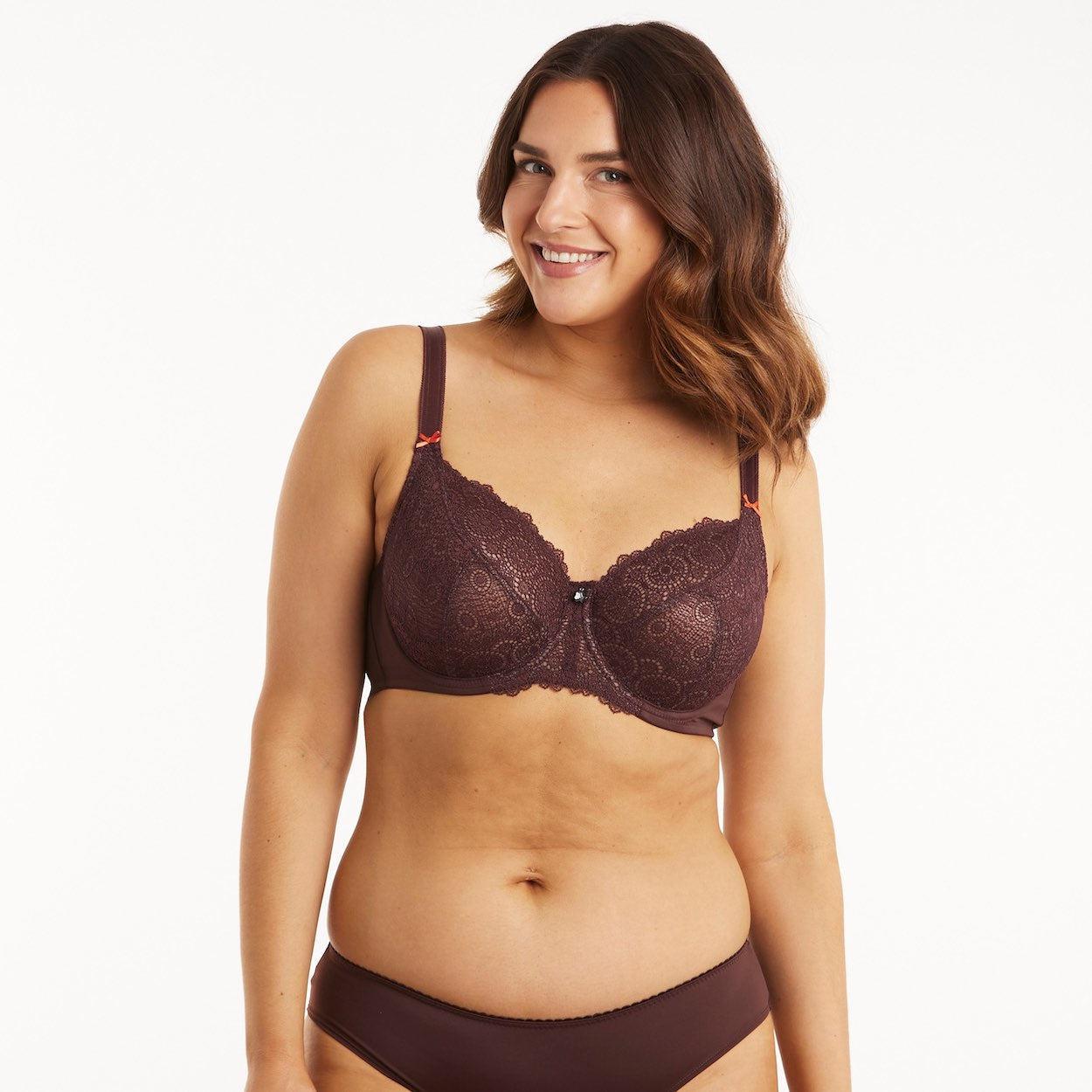 Geo Lace Full Cup Bra - Mocha