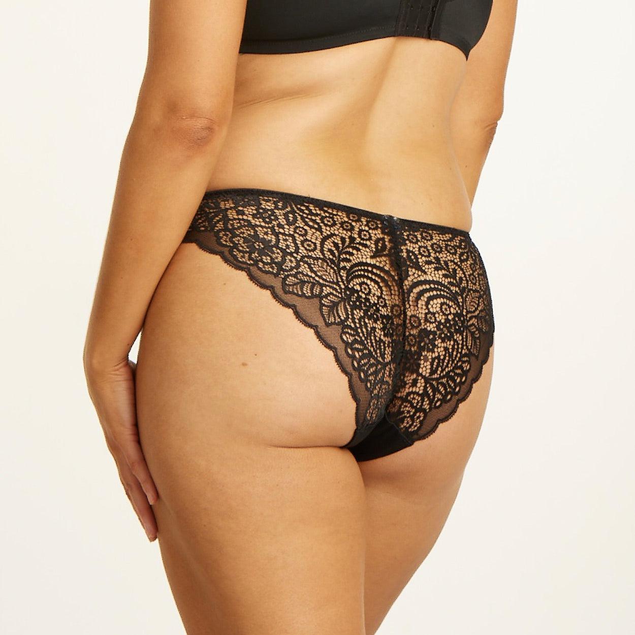 Lily Lace Bum Bikini Brief - Black