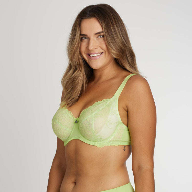 Buy Padded Non-Wired Full Cup Bra in Neon Green - Lace Online