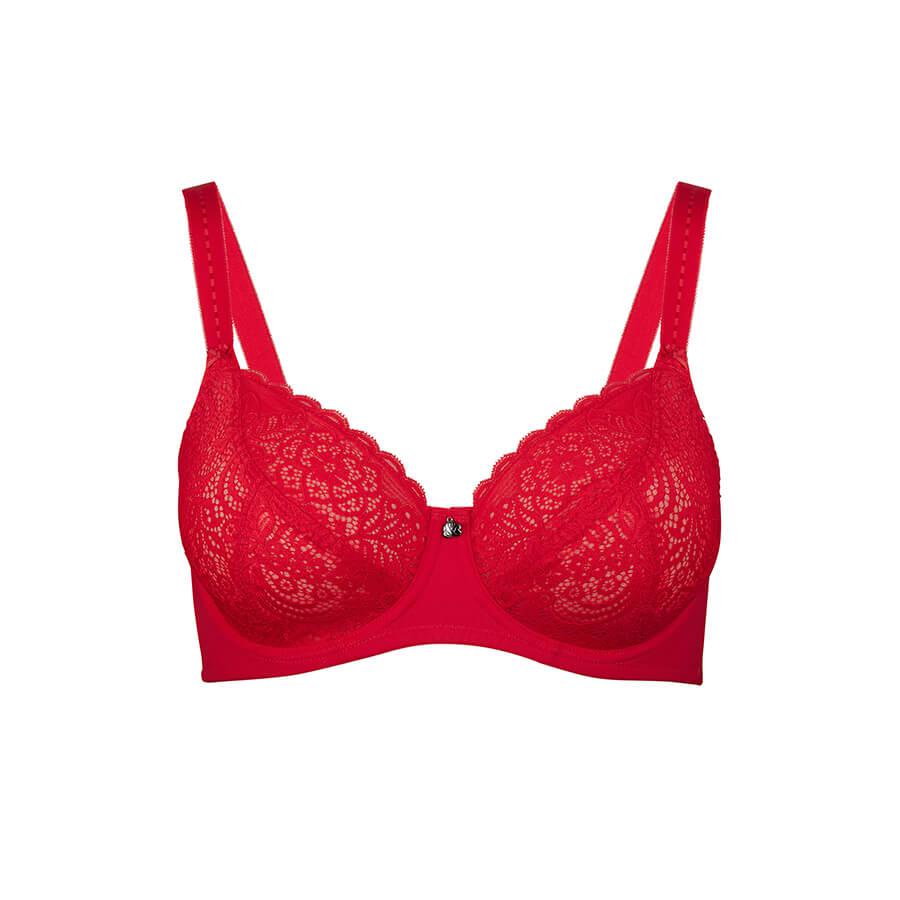 Lily Lace Full Cup Bra - Ruby Red | Rose & Thorne