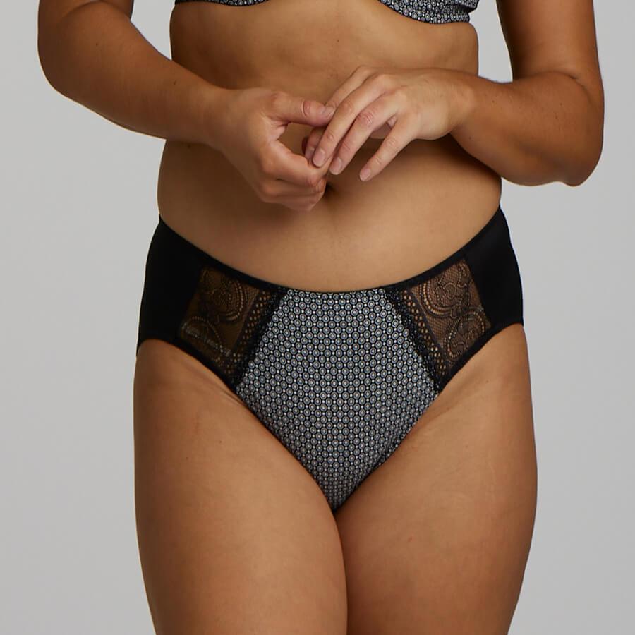 Print Midi Brief - Black Pebble