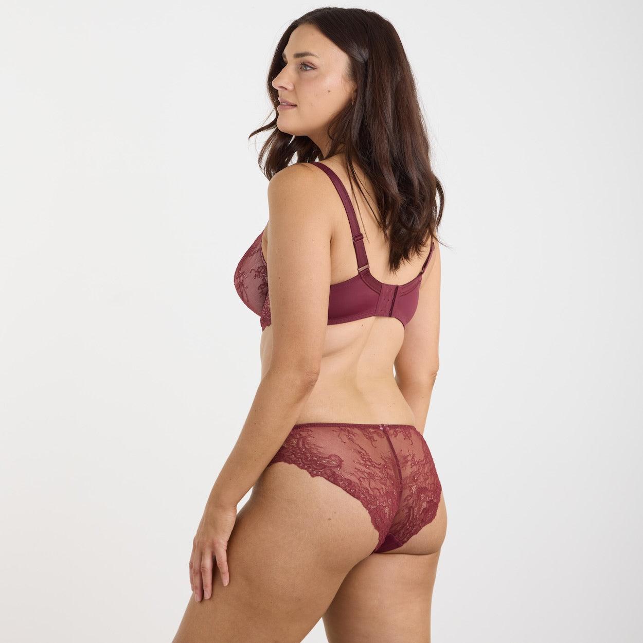Nightingale Lace Bum Bikini Brief - Burgundy