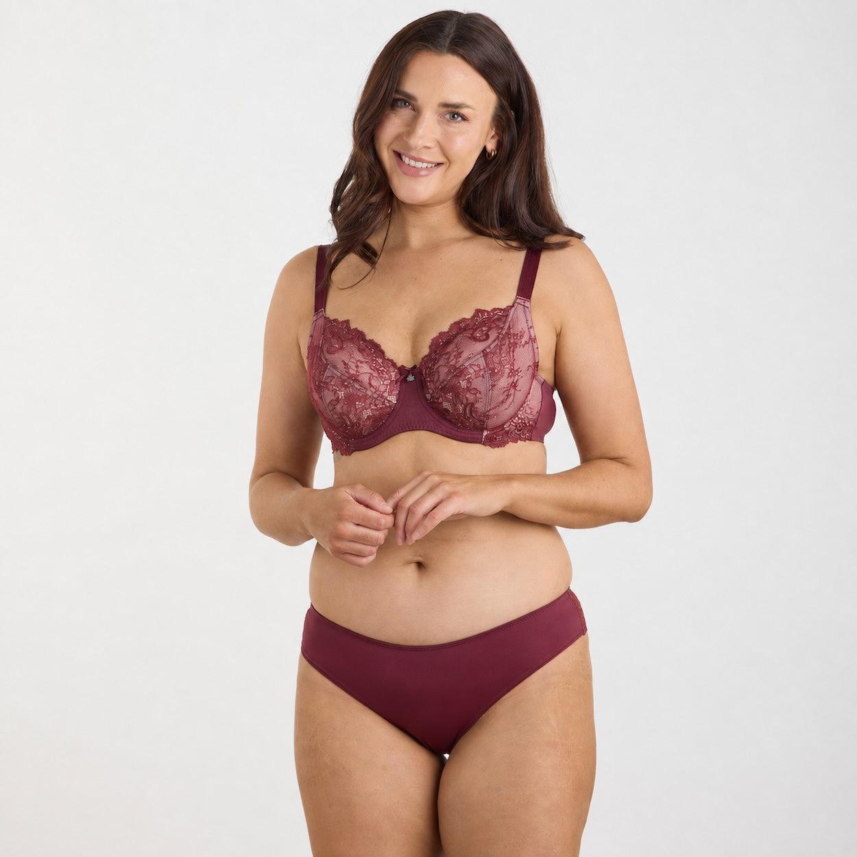 Nightingale Lace Bum Bikini Brief - Burgundy