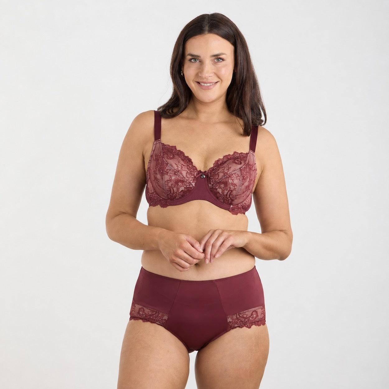 Nightingale Lace Full Brief - Burgundy