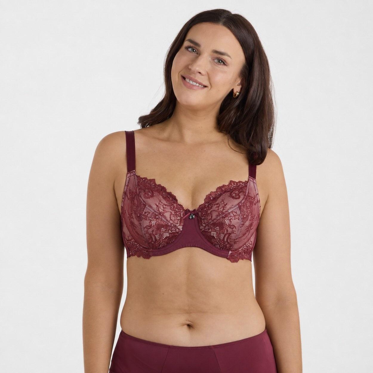 Nightingale Lace Full Cup Bra - Burgundy