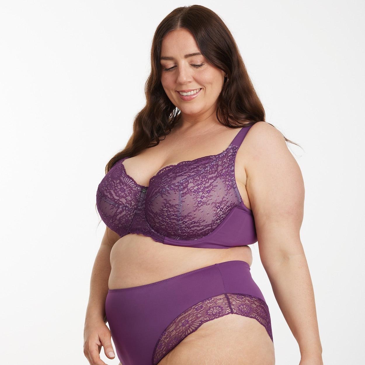 Peony Lace Premium Support Bra - Purple Wineberry