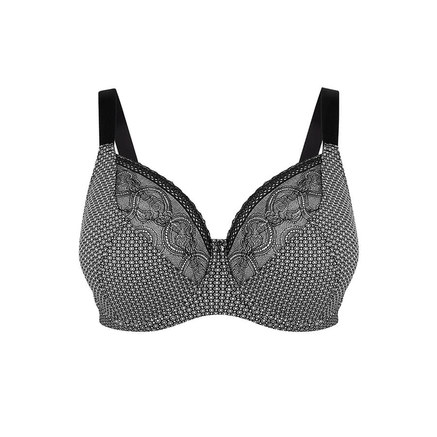 Print Premium Support Bra - Black Pebble