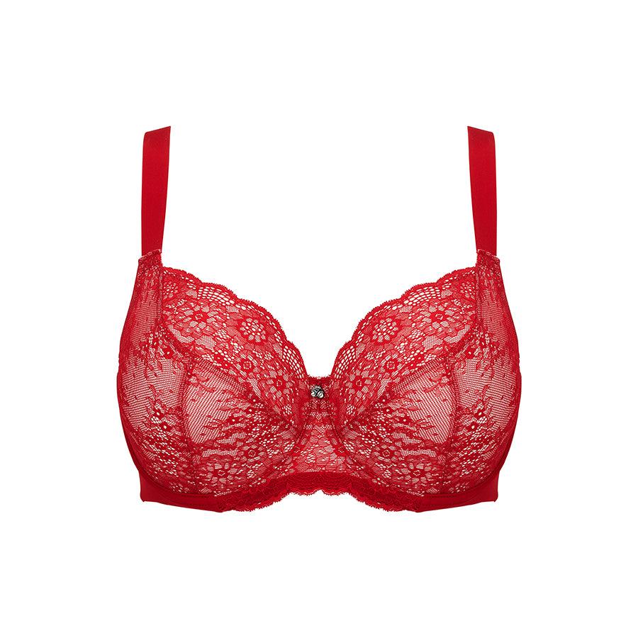 Peony Lace Premium Support Bra - Savvy Red