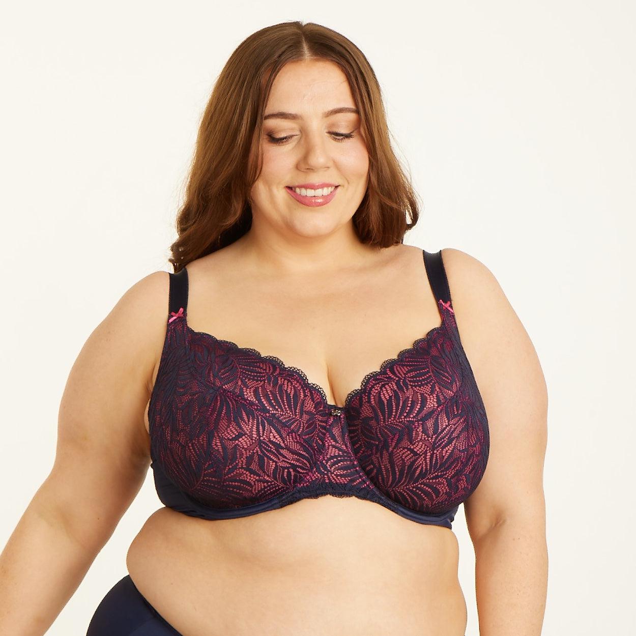 Radiate Lace Premium Support Bra - Navy Berry