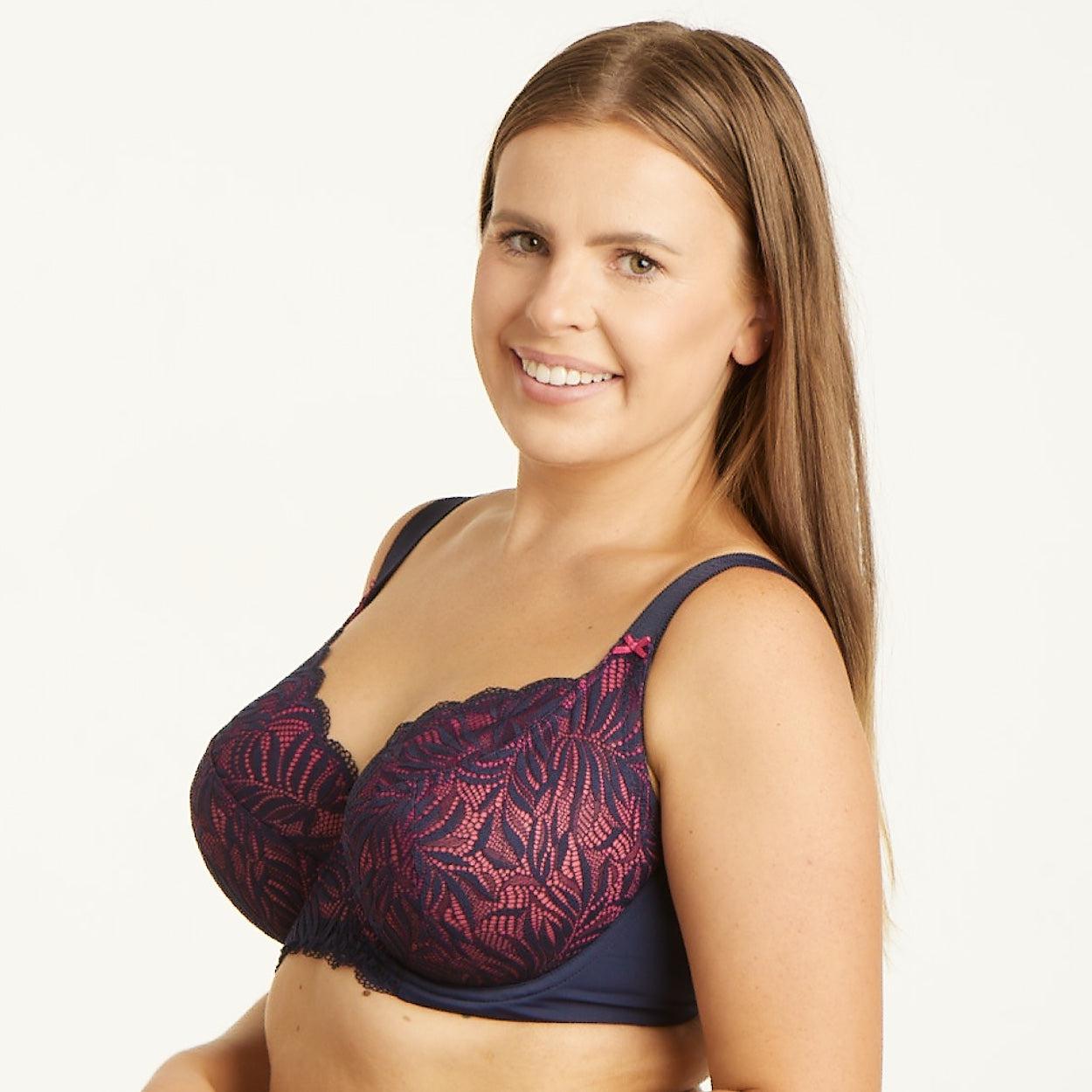 Radiate Lace Premium Support Bra - Navy Berry