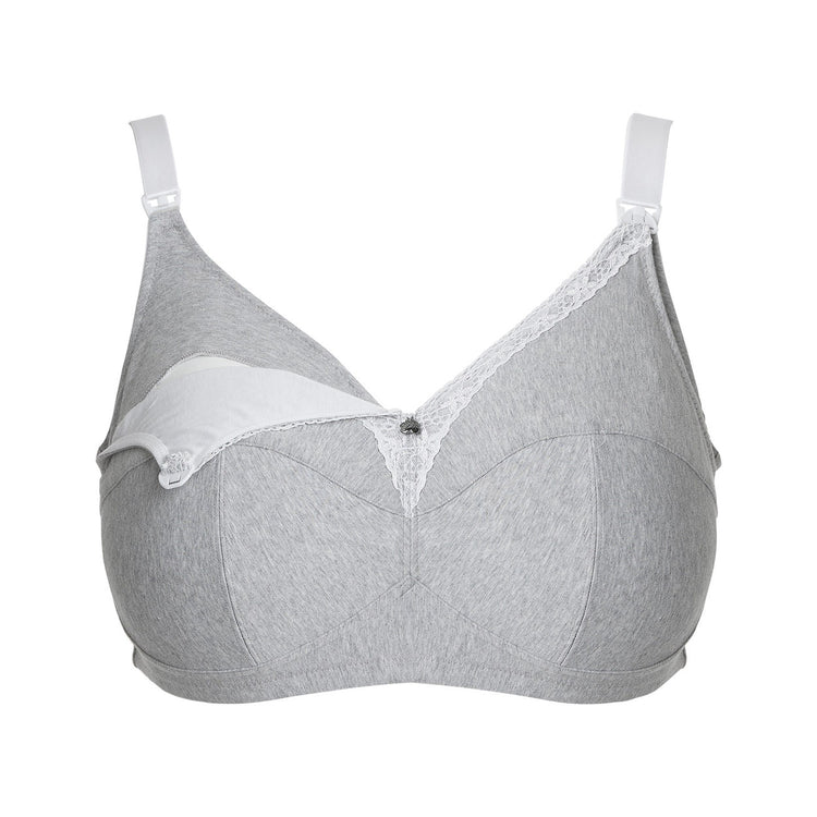 M&S Maternity Nursing Bra Cotton Rich Non-Wired Non-Padded 32D Grey Mix  BNWoT