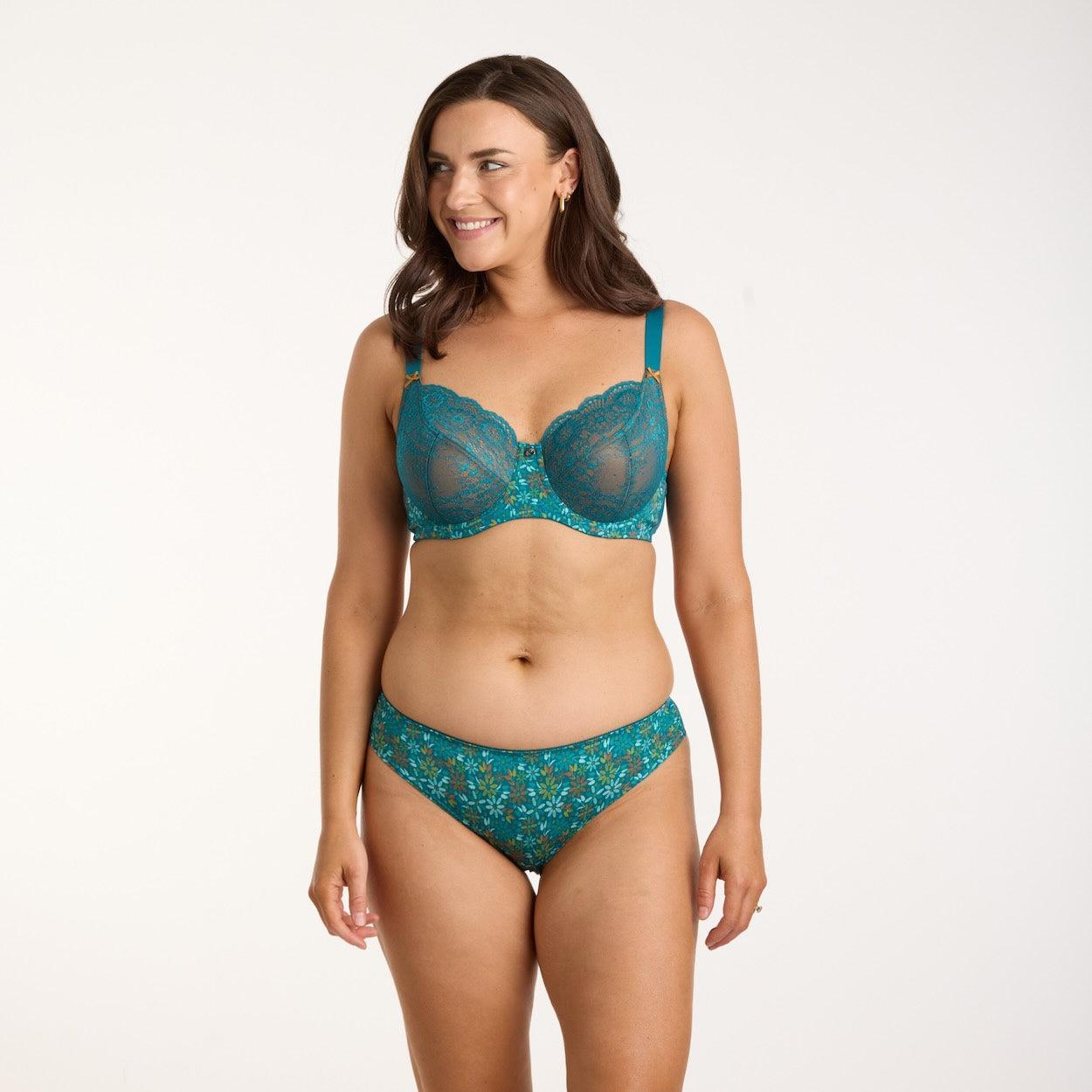 Print Full Cup Bra - Teal Blossom