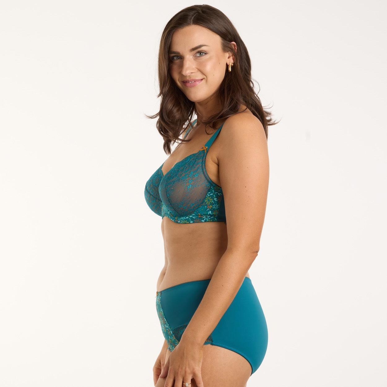 Print Full Cup Bra - Teal Blossom