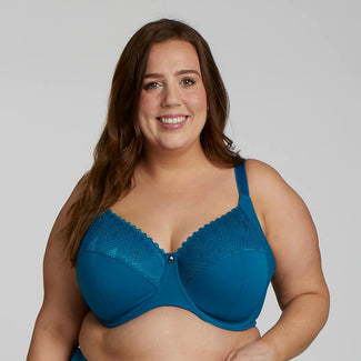 Willow Lace Full Cup Bra - Premium Support - Teal Blue
