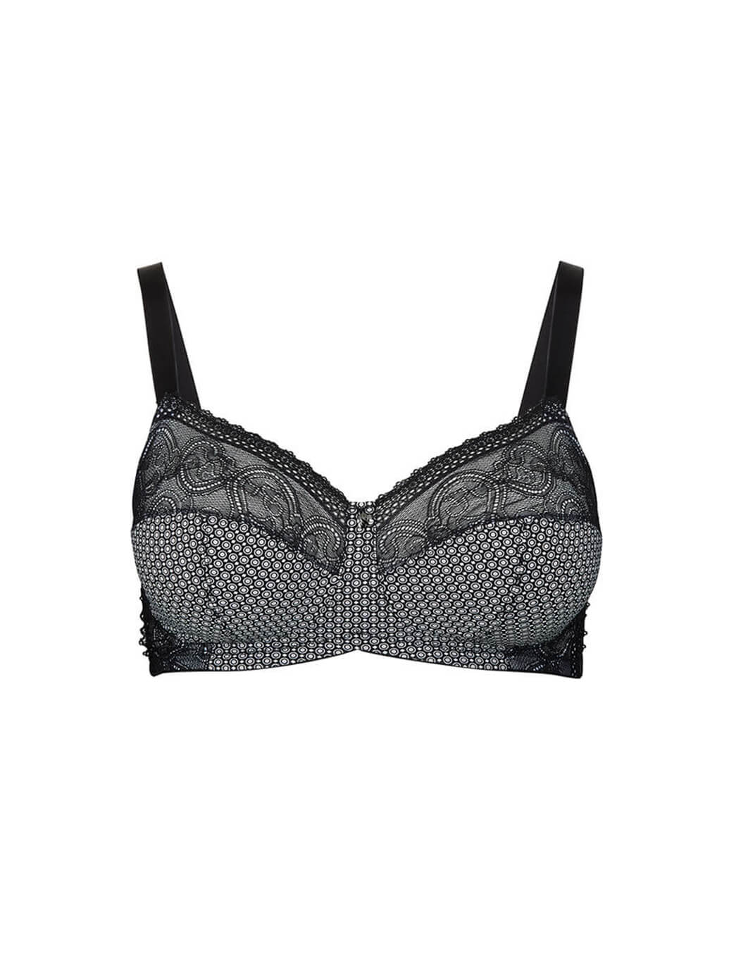 Print Wirefree Bra - Black Pebble