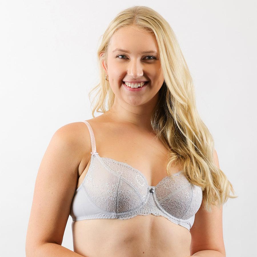 Peony Lace Balconette Bra - Storm Cloud