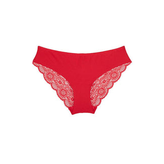 Peony Lace Bum Bikini Brief - Savvy Red