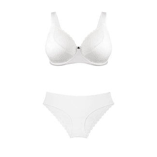 Lily Lace Bra & Bikini Brief Set - Premium Support - White
