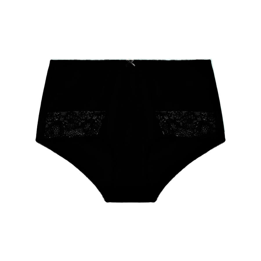 Contrast Lace Midi Short Brief - Black Charcoal
