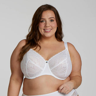 Lily Lace Full Cup Bra - Premium Support - White