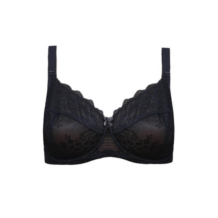 Contrast Lace Full Cup Bra - Black | Rose & Thorne