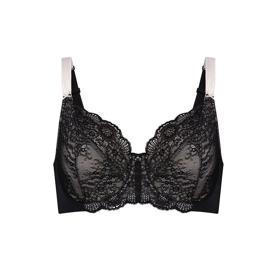 Peony Lace Full Cup Bra - Black Heavenly Pink | Rose & Thorne