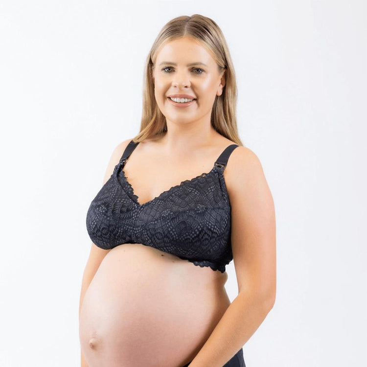 Pack of 2 Padded Bras in Organic Cotton & Lace, Maternity & Nursing Special  - black