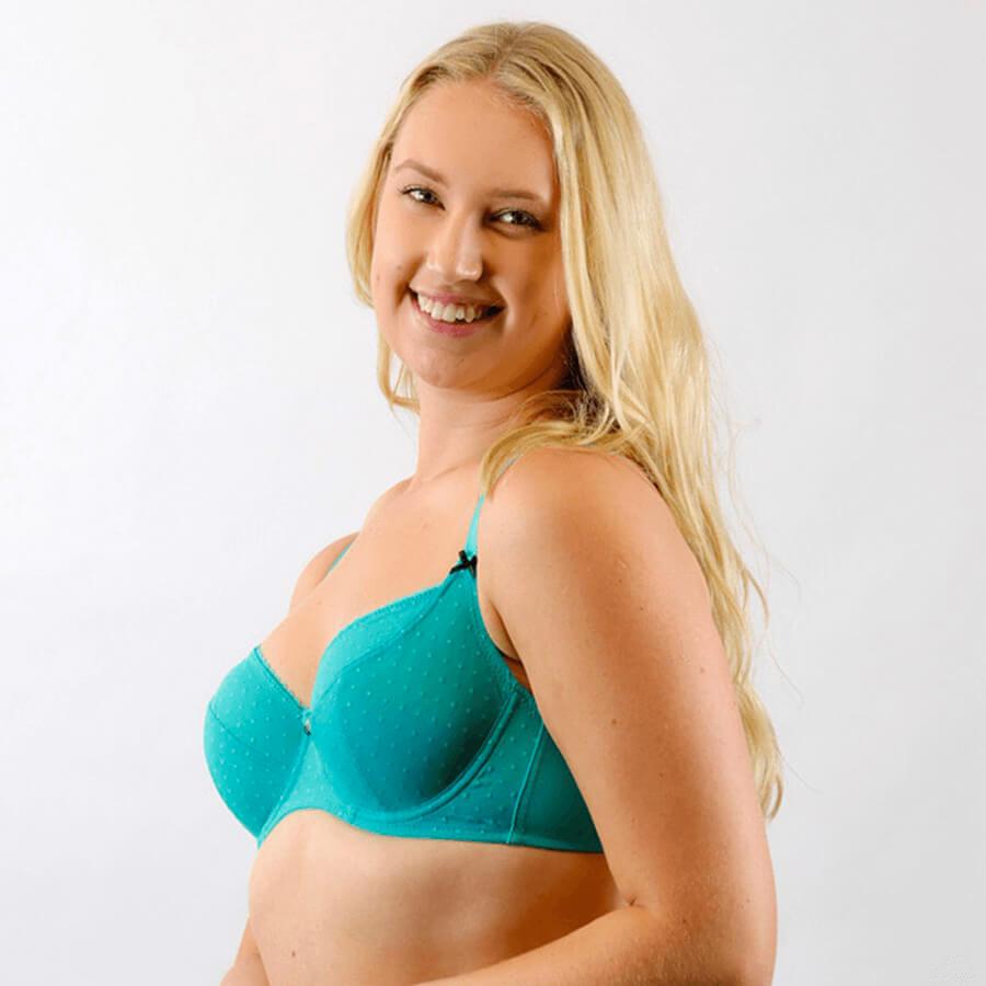 Spot Mesh Balconette Bra - Aqua