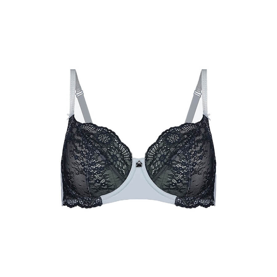 Alyssum Lace Balconette Bra - Blue Graphite