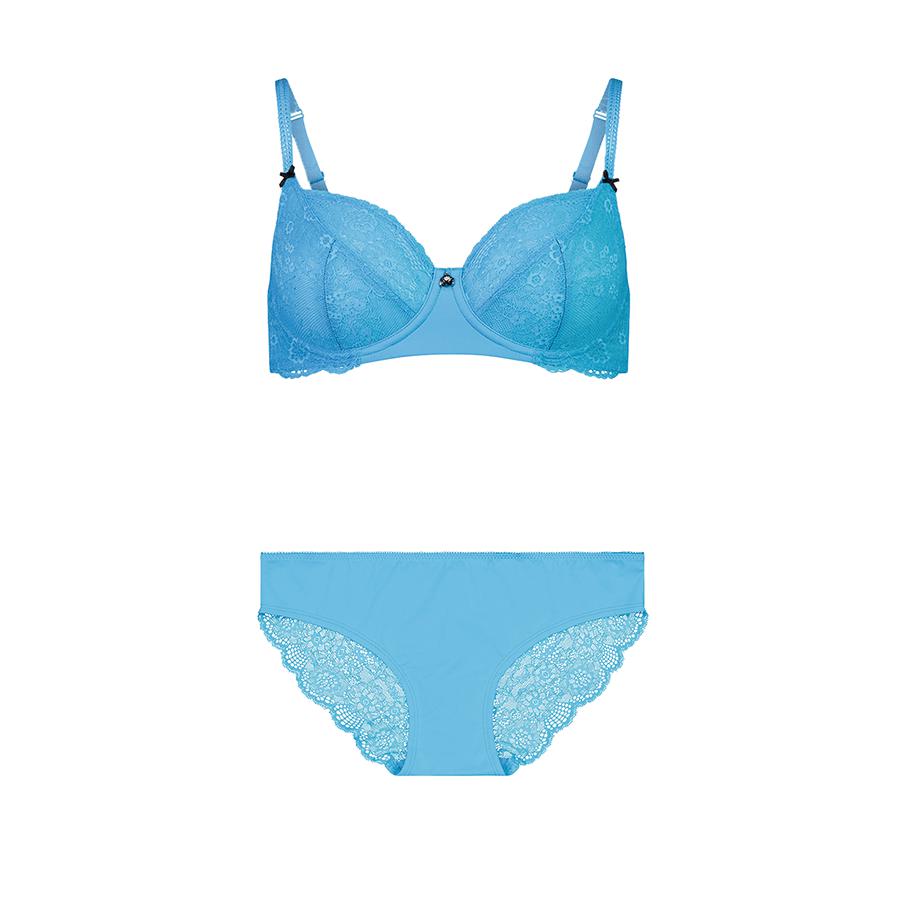 Alyssum Lace Baclconette Bra & Bikini Brief Set - Lagoon Blue