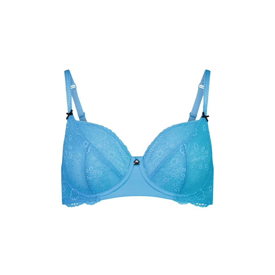 Alyssum Lace Balconette Bra - Lagoon Blue