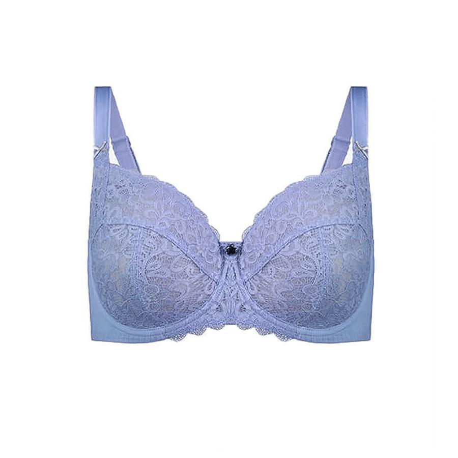 Model wearing Underwire Lace Bra - Enhanced Support - Lavender Lustre Back